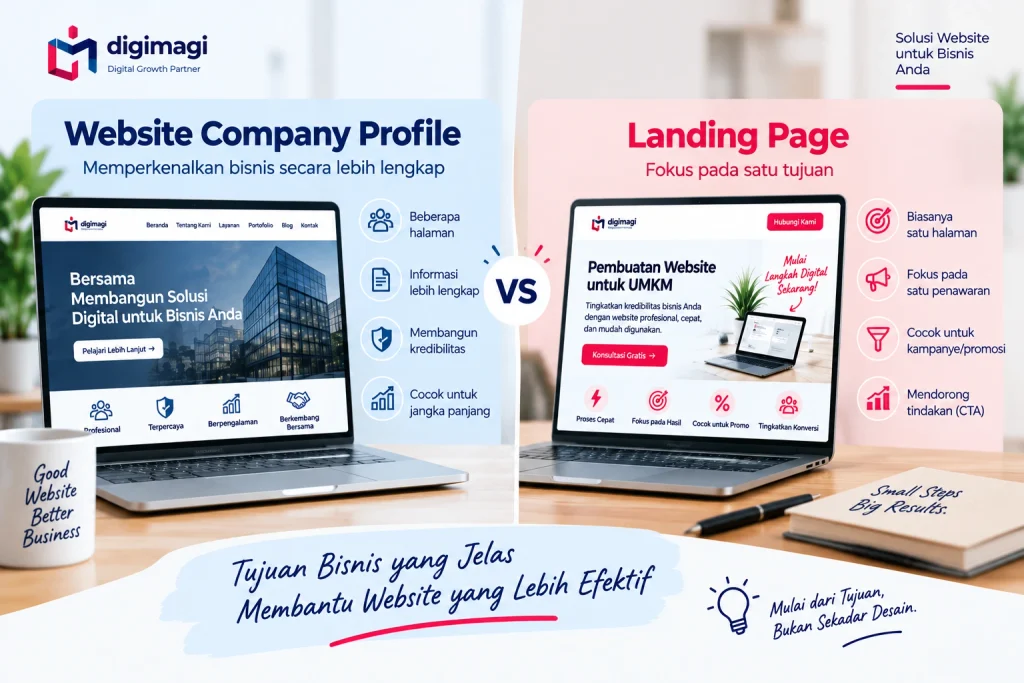 perbandingan Company Profile vs Landing Page